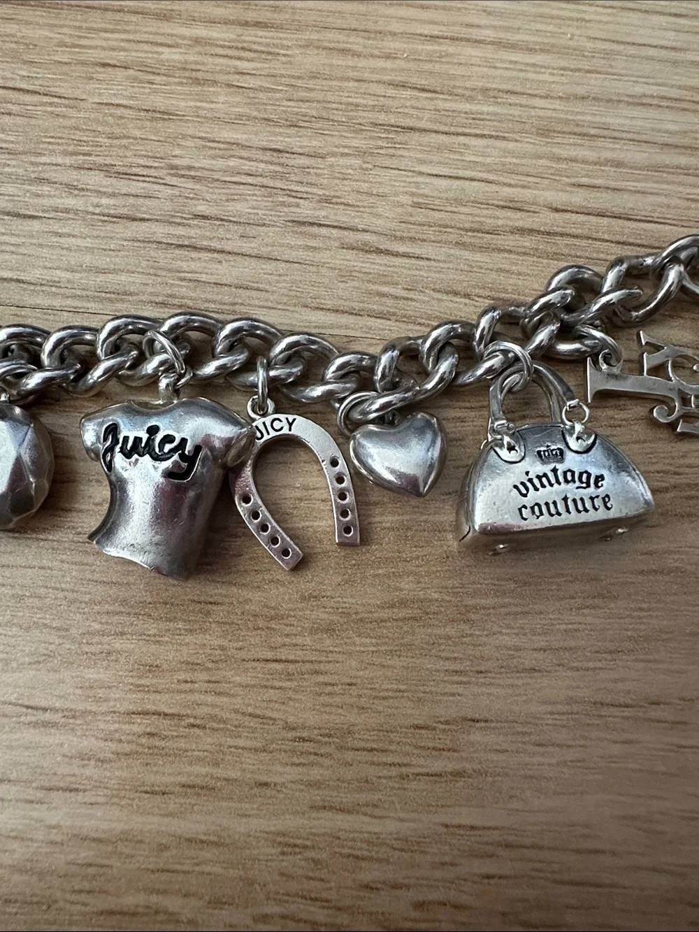 Juicy Couture Y2K 925 Sterling Silver Charms Bracelet 💯% Authentic